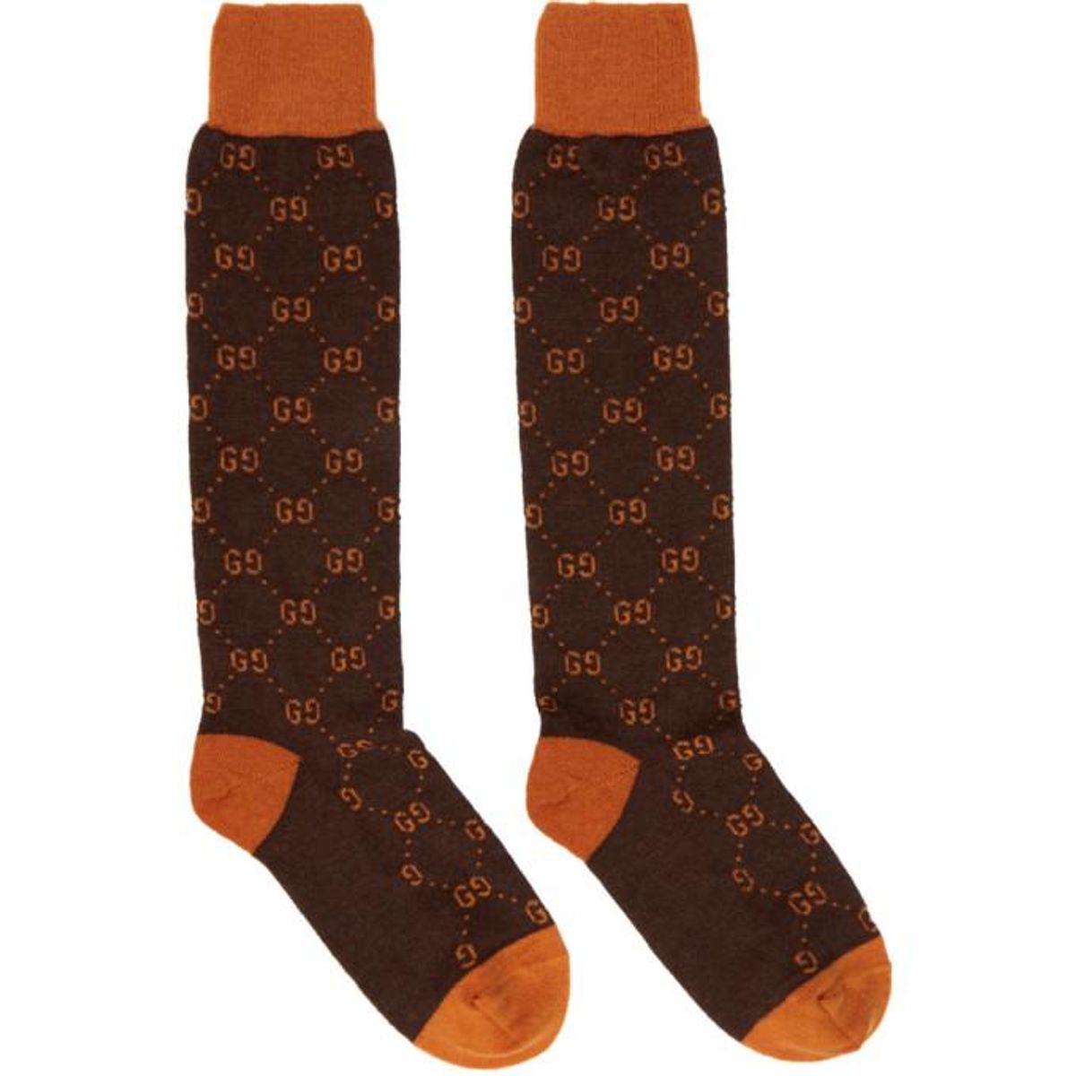 Gucci Gg Motif Alpaca Wool Brown Socks