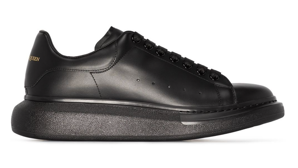 Alexander McQueen Oversized Leather Platform Black Sneakers