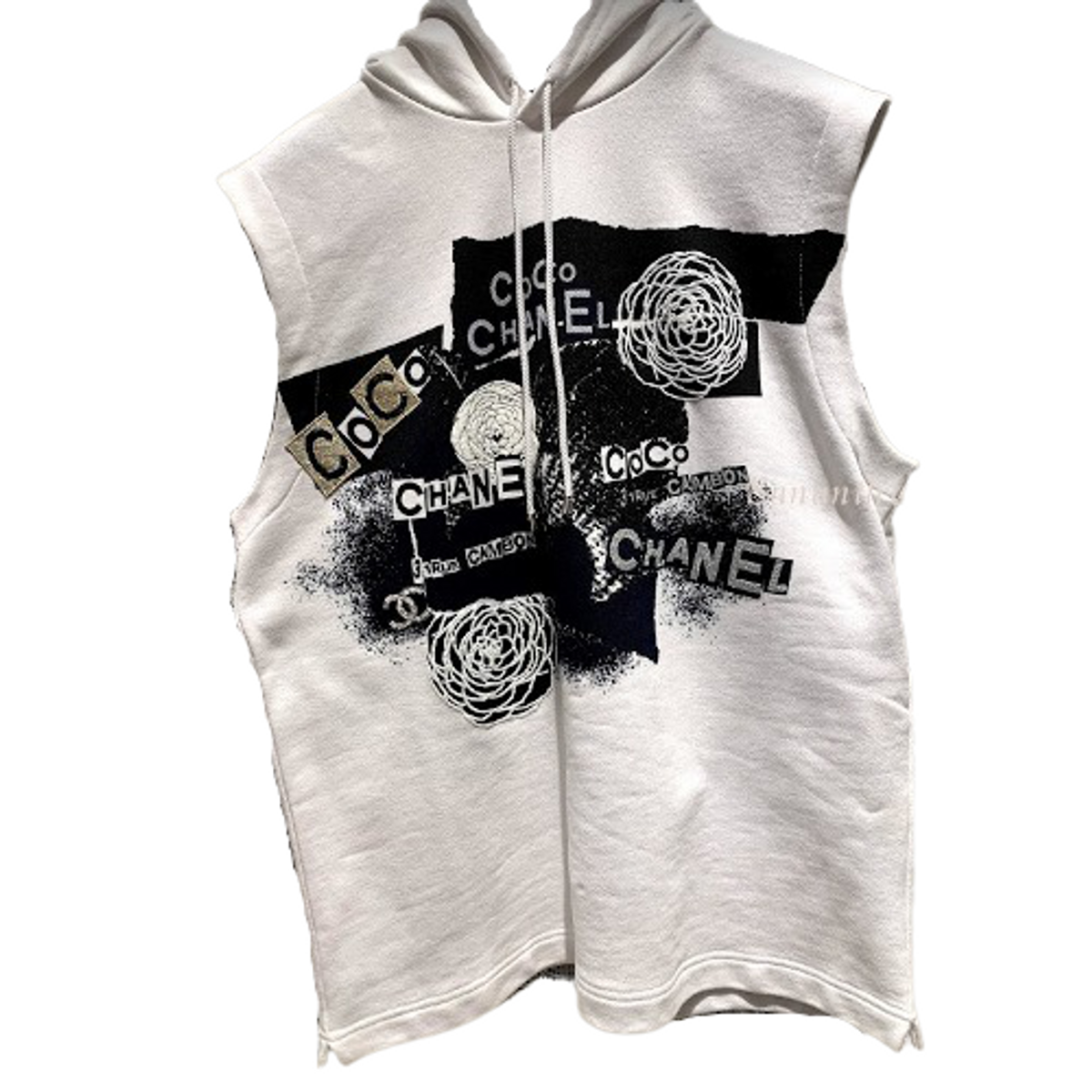 Chanel Flower Patterns Sleeveless Plain Logo Hooded T-Shirt