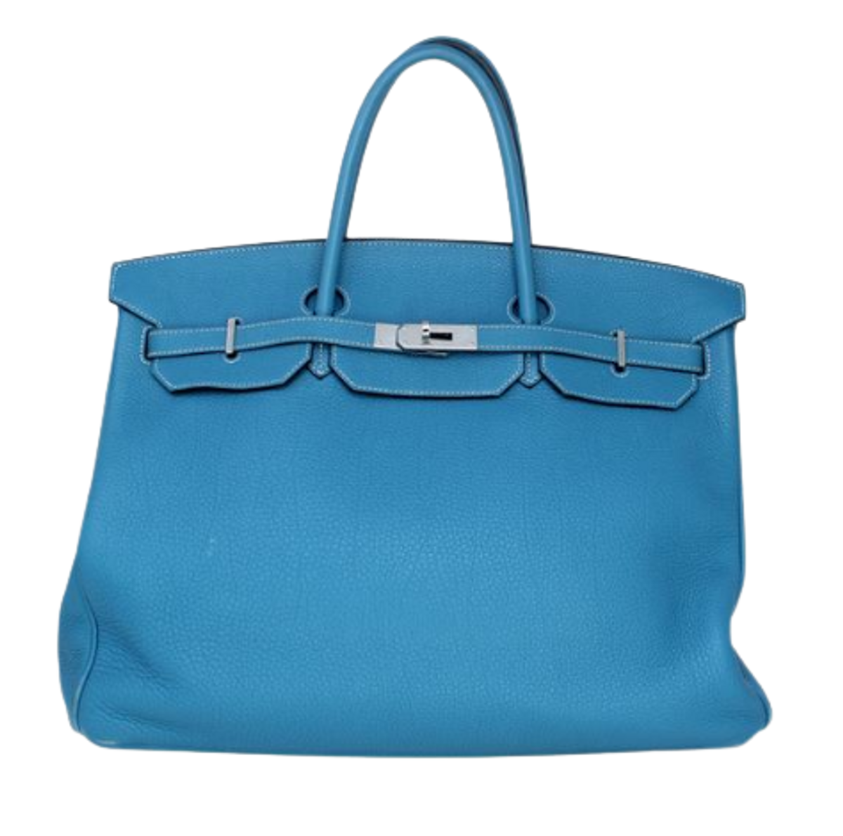 Hermes Birkin Blue Jean Leather Tote Bag