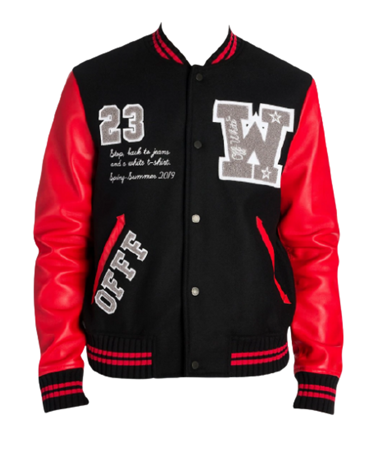 Off-White Luxury Leather Wool Varsity Jacket
