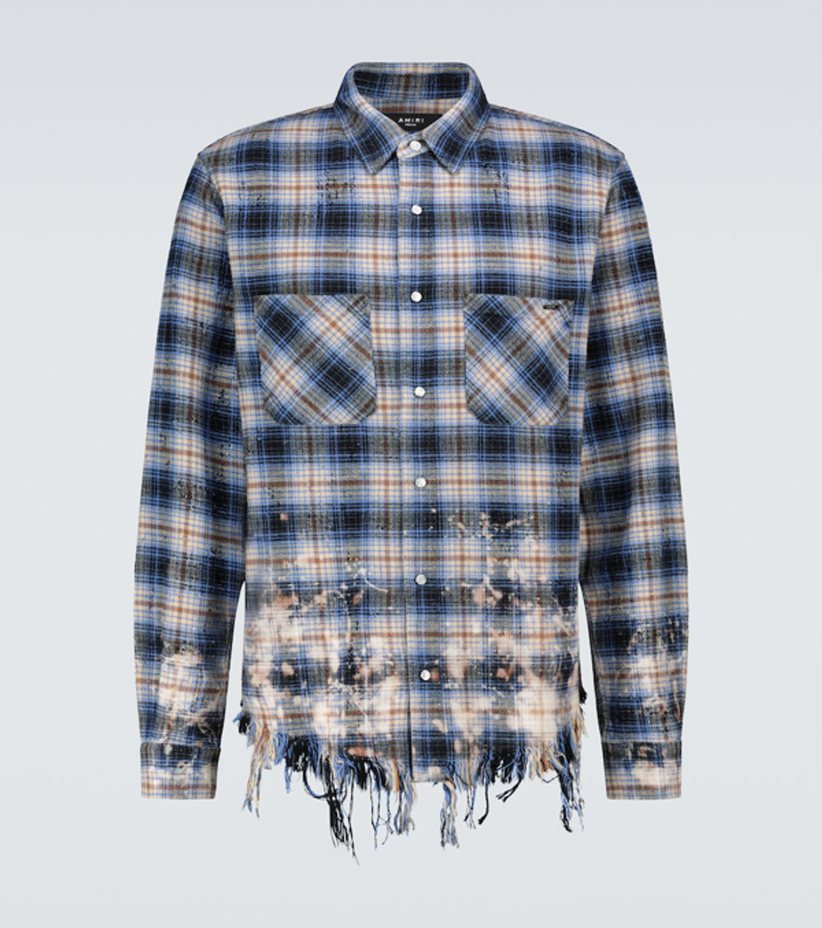 Amiri Blue Bleached Flannel Shirt