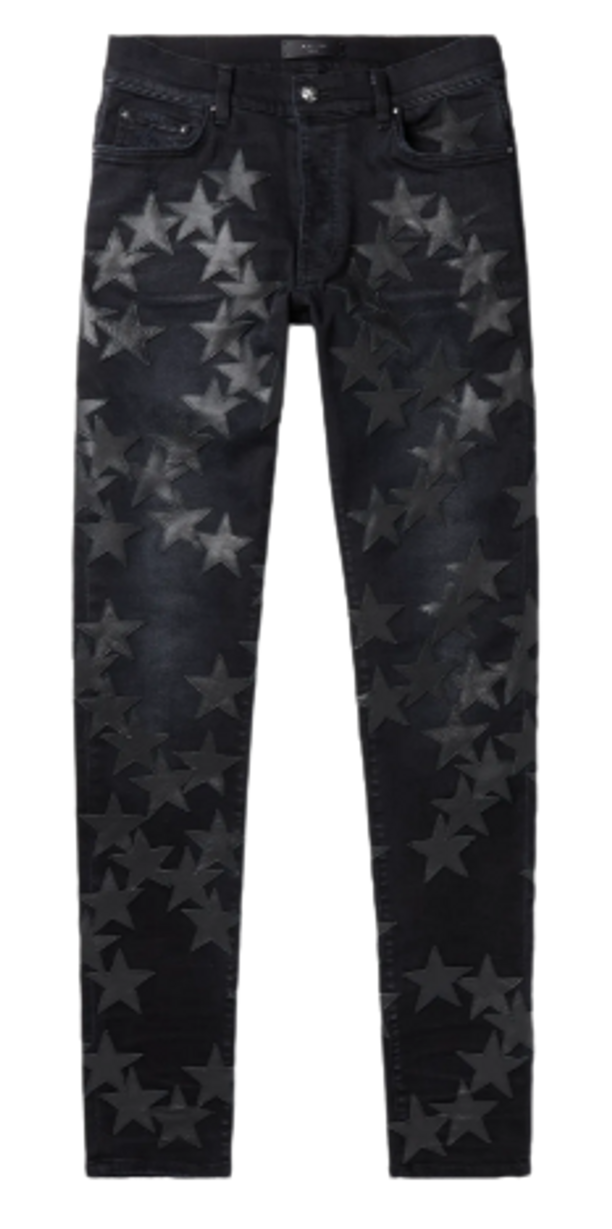 Amiri Chemist Slim Fit Leather Distressed Stretch Denim Jeans