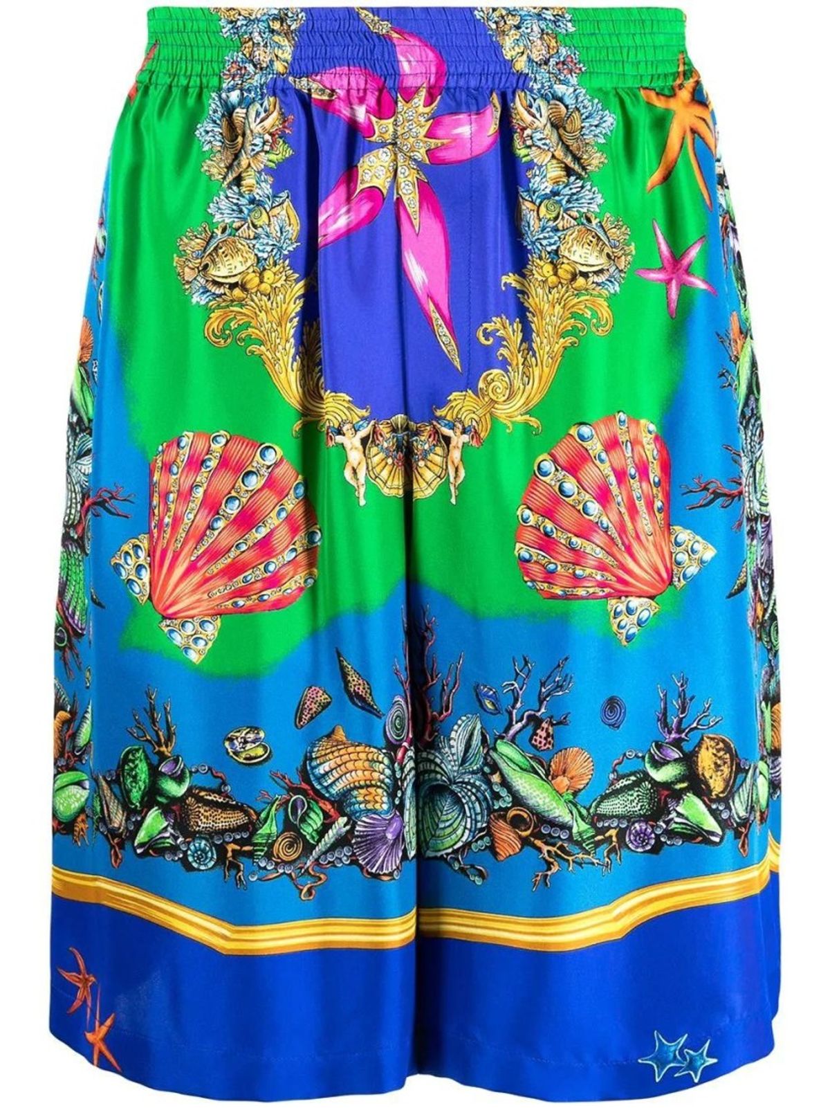 Versace Silk Sea Shell Print Shorts