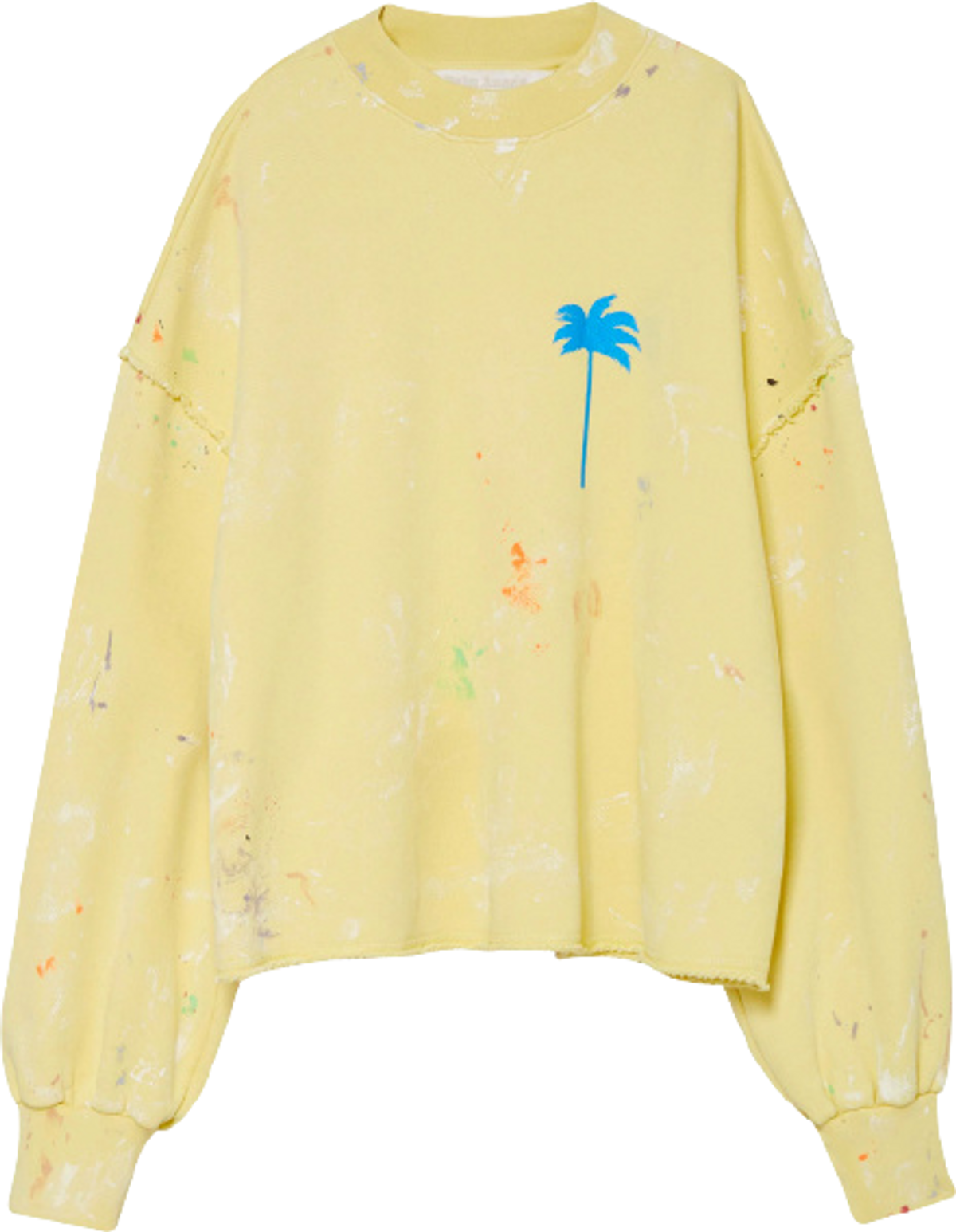 Palm Angels Painted Crewneck Yellow Sweatshirt