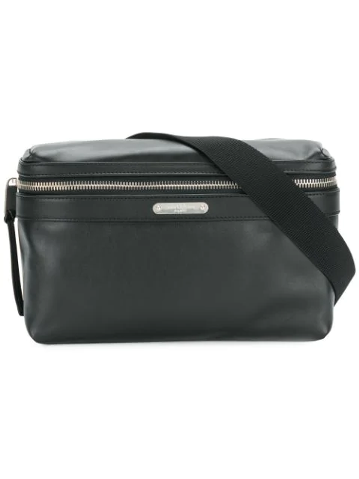 Saint Laurent Leather-trimmed Canvas Belt Bag In Black