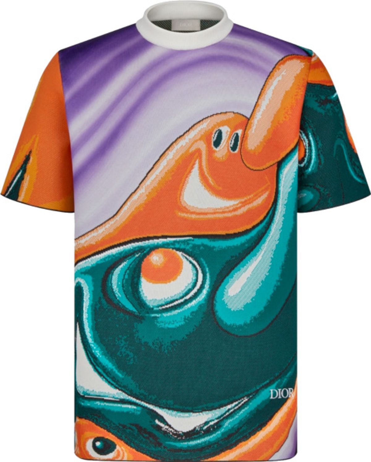Dior × Kenny Scharf Oversized Multicolor Technical Jacquard Print Short-Sleeved Sweater