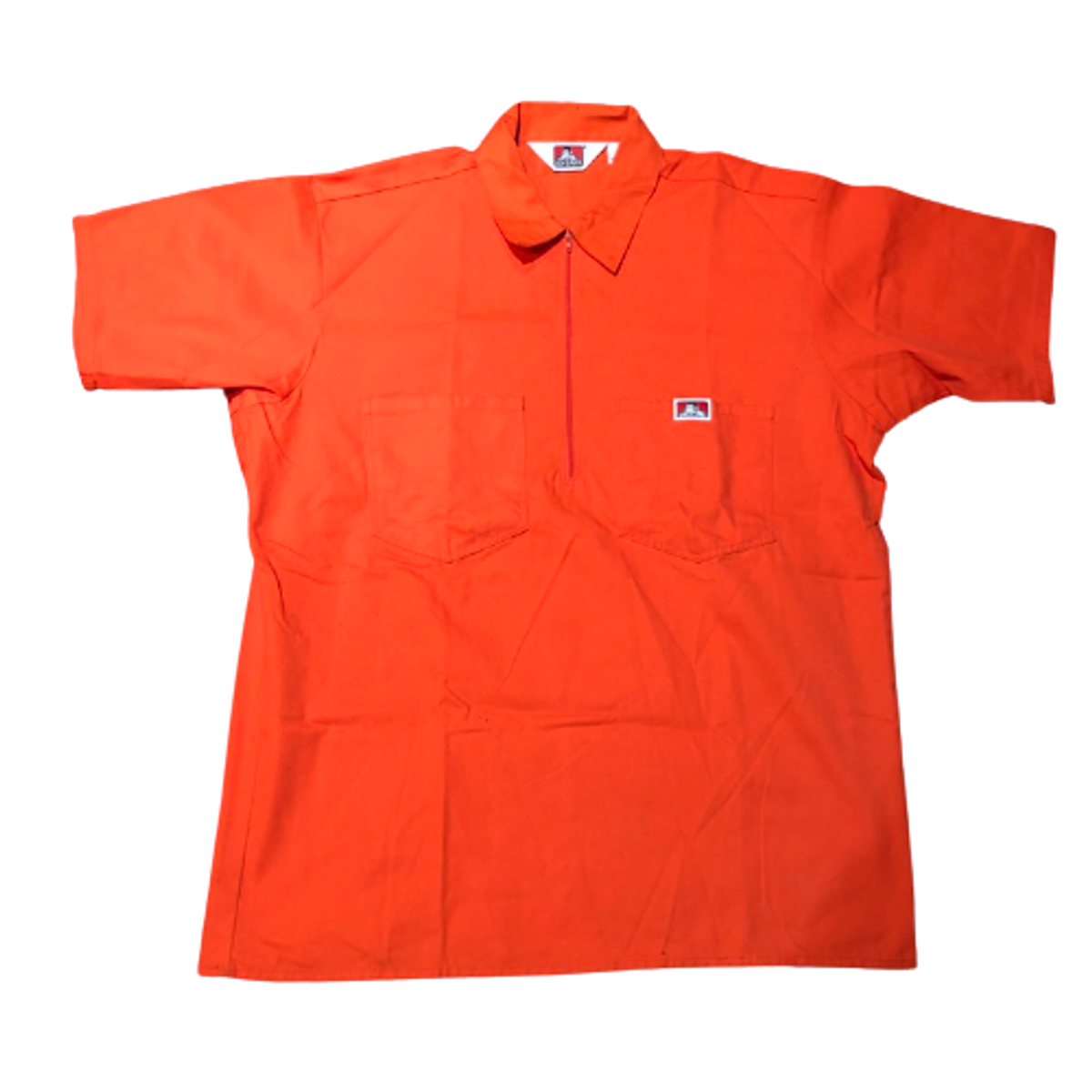 Ben Davis Short Sleeve Solid Zip Orange Shirt