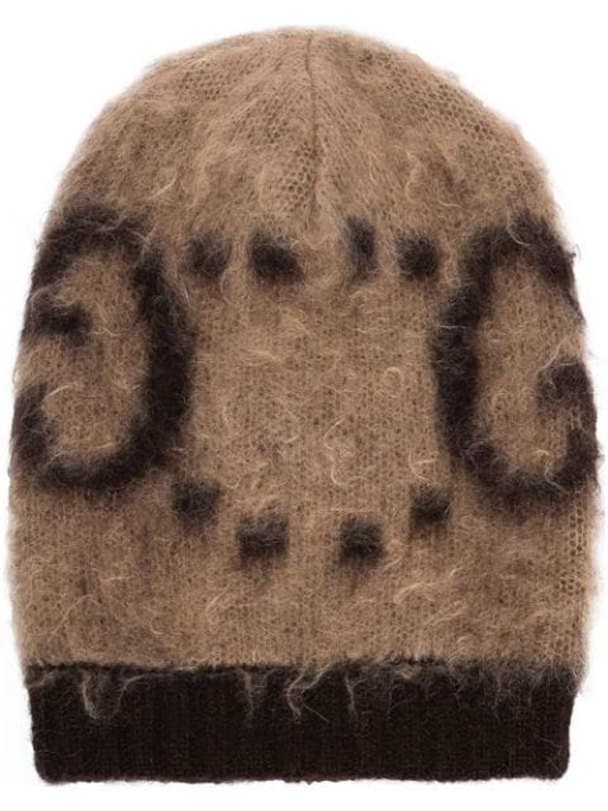 Gucci Slouchy Mohair Blend Logo Beanie In Beige