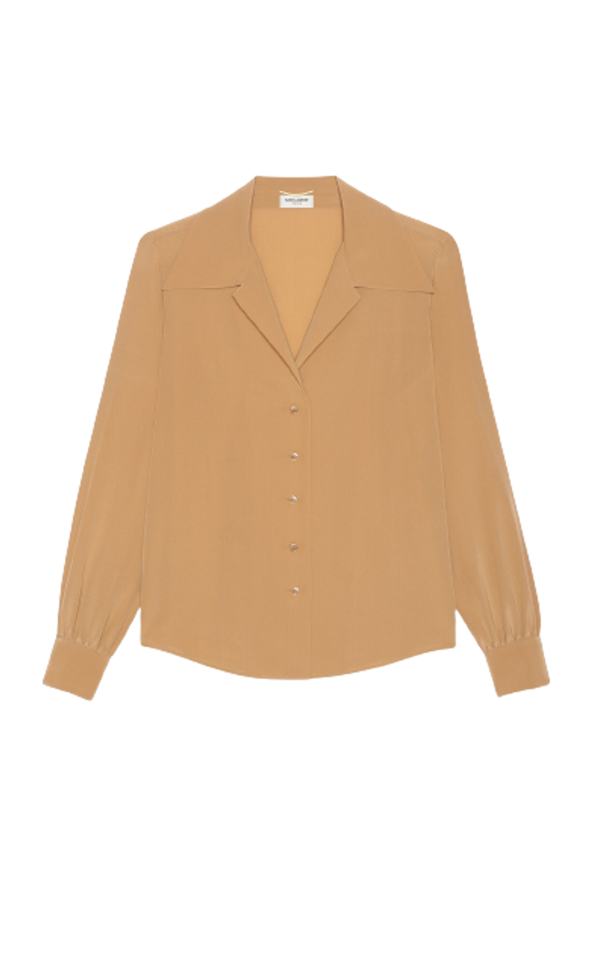 Saint Laurent Open Collar Silk Blouse