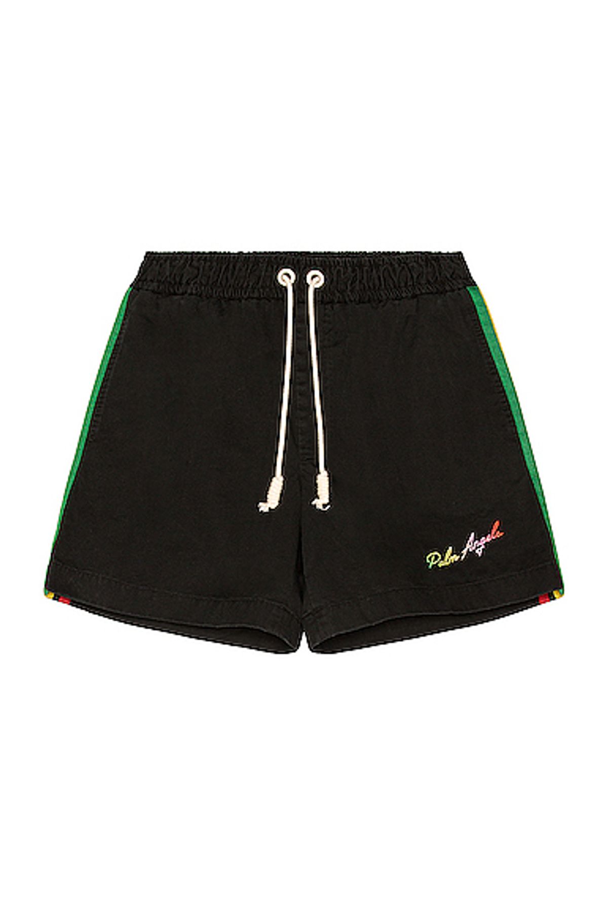 Palm Angels Multicolored Side Bands Black Shorts