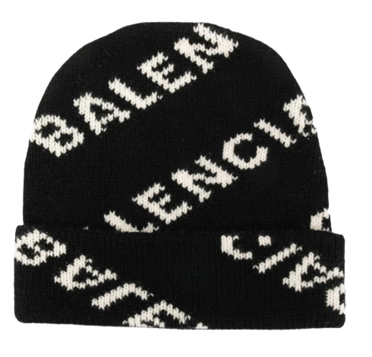 Balenciaga Intarsia Camel Hair Blend Black Beanie