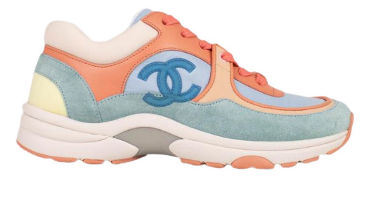 Chanel Multicolor Lambskin Suede Lace Up Sneakers