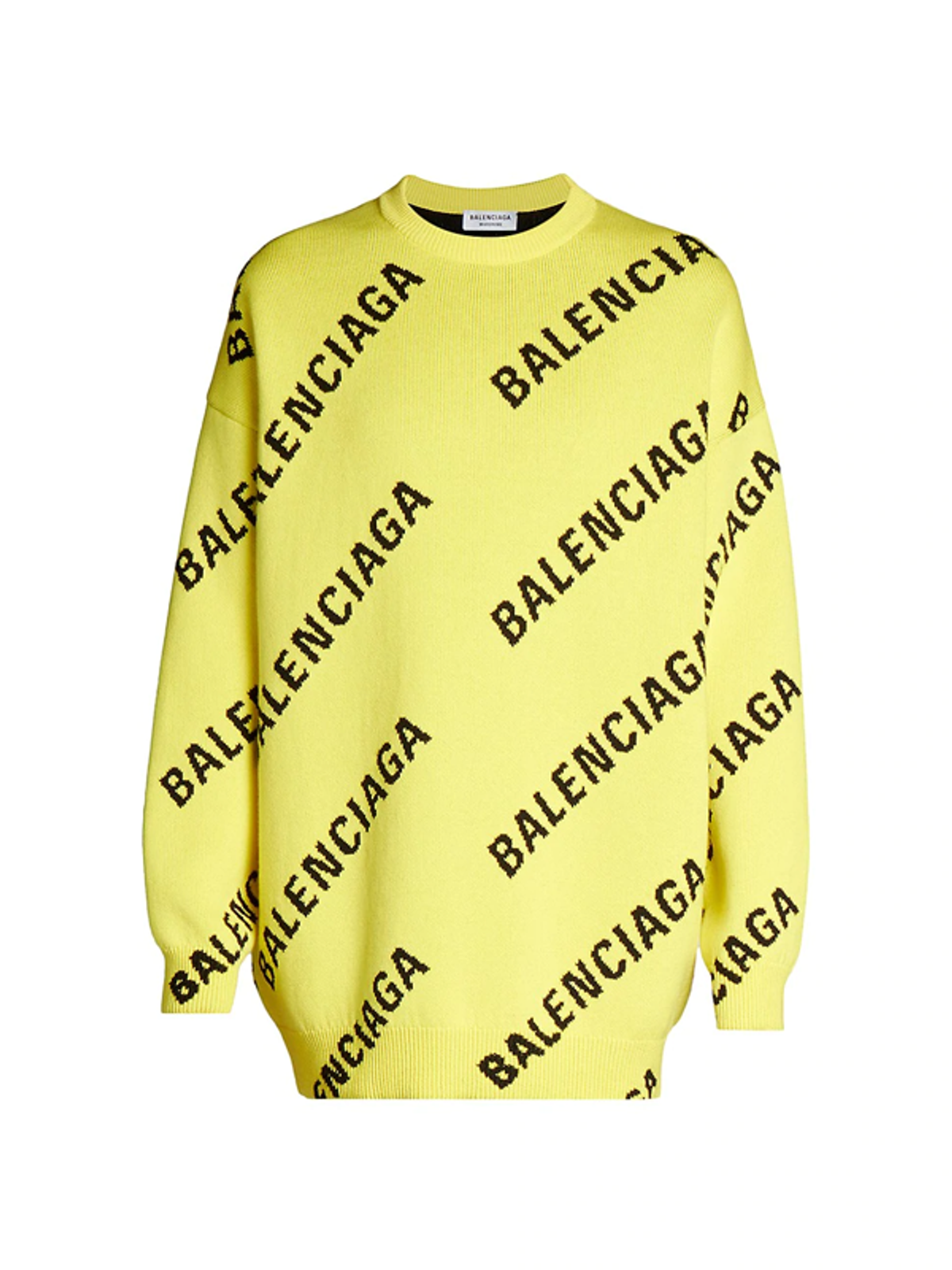Balenciaga Logo Intarsia Oversize Crewneck Sweater