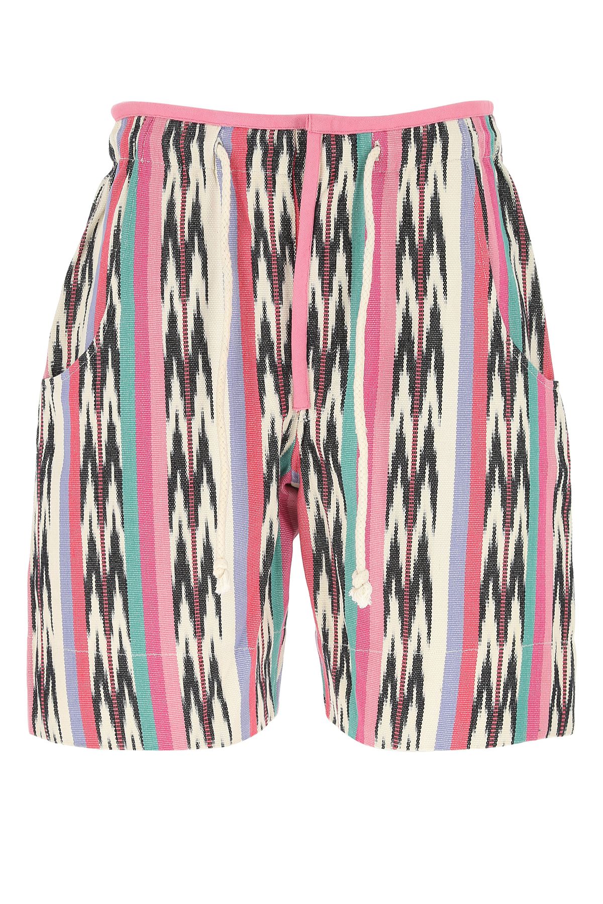 Isabel Marant Ihelan Striped Cotton-jacquard Drawstring Shorts In Neutrals