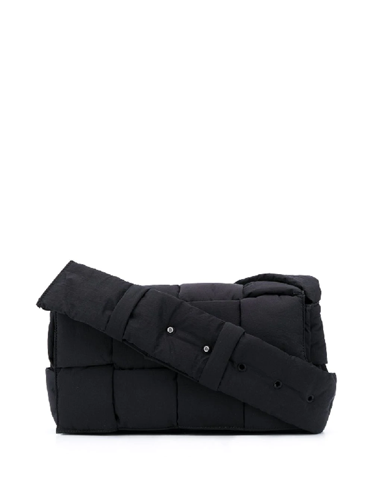Bottega Veneta Cassette Padded Intrecciato Messenger Bag In Black