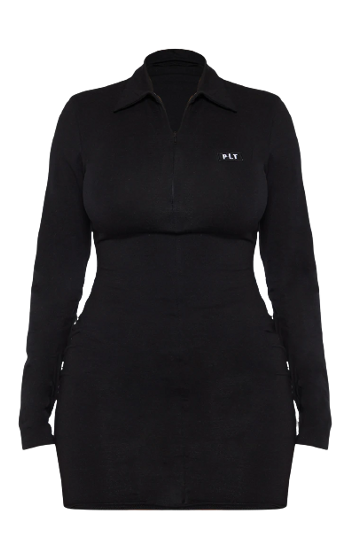 Pretty Little Thing Shape Black Cotton Collar Bodycon Dress WHAT’S ON THE STAR?