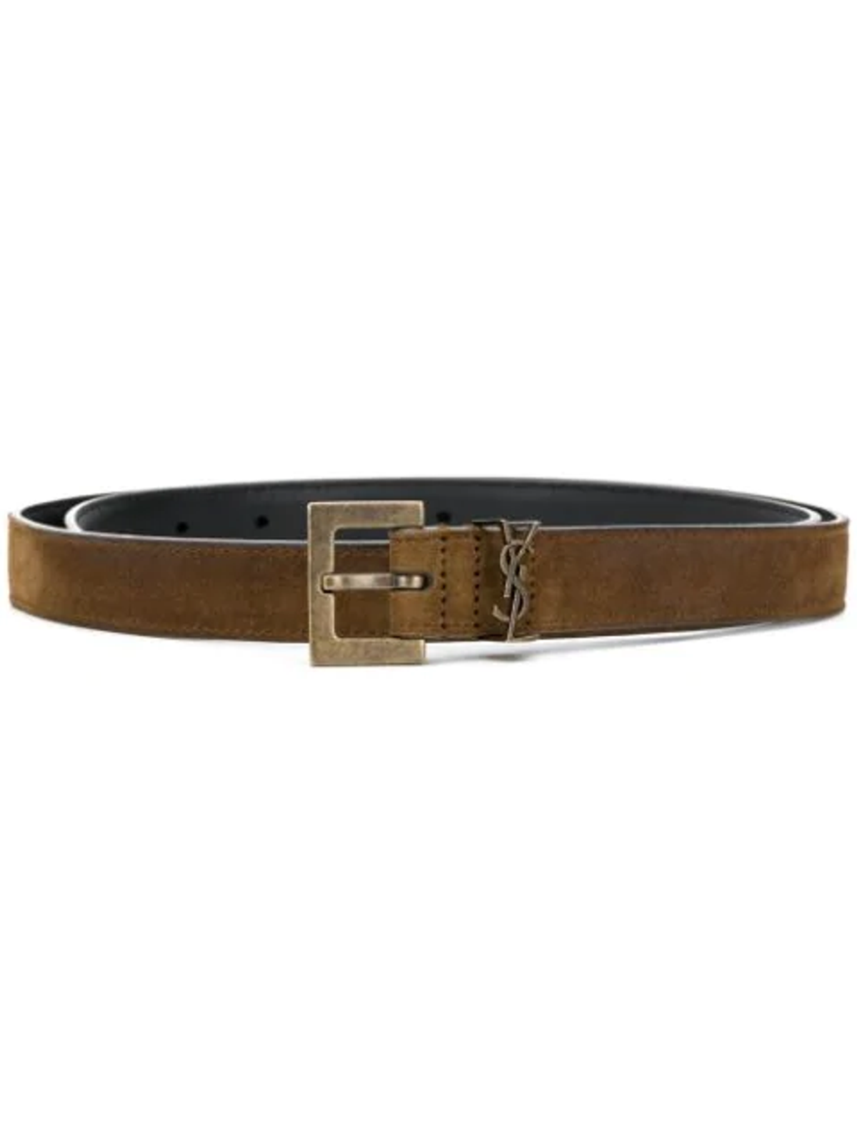 Saint Laurent Monogram Plaque Brown Belt