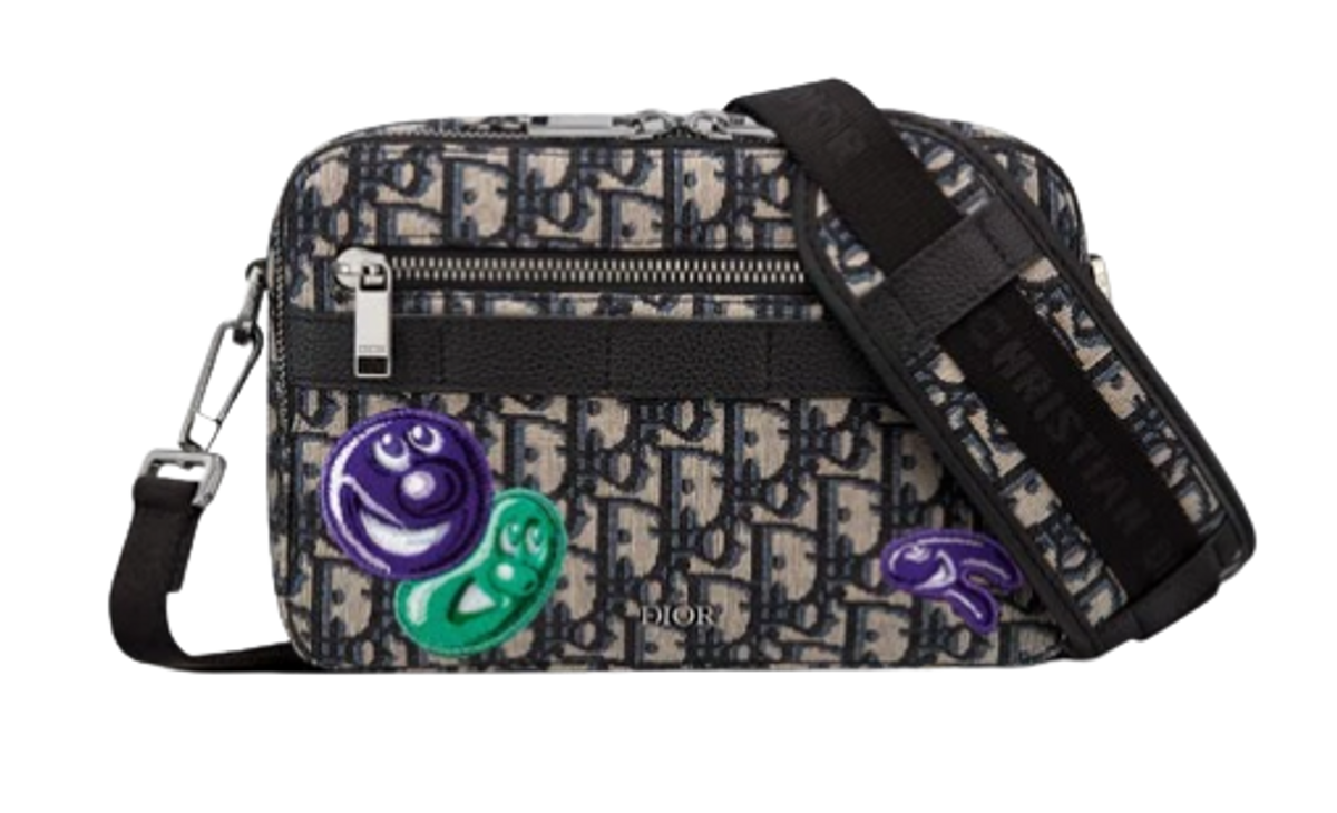 Dior × Kenny Scharf Beige Black Oblique Jacquard Embroidered Bag