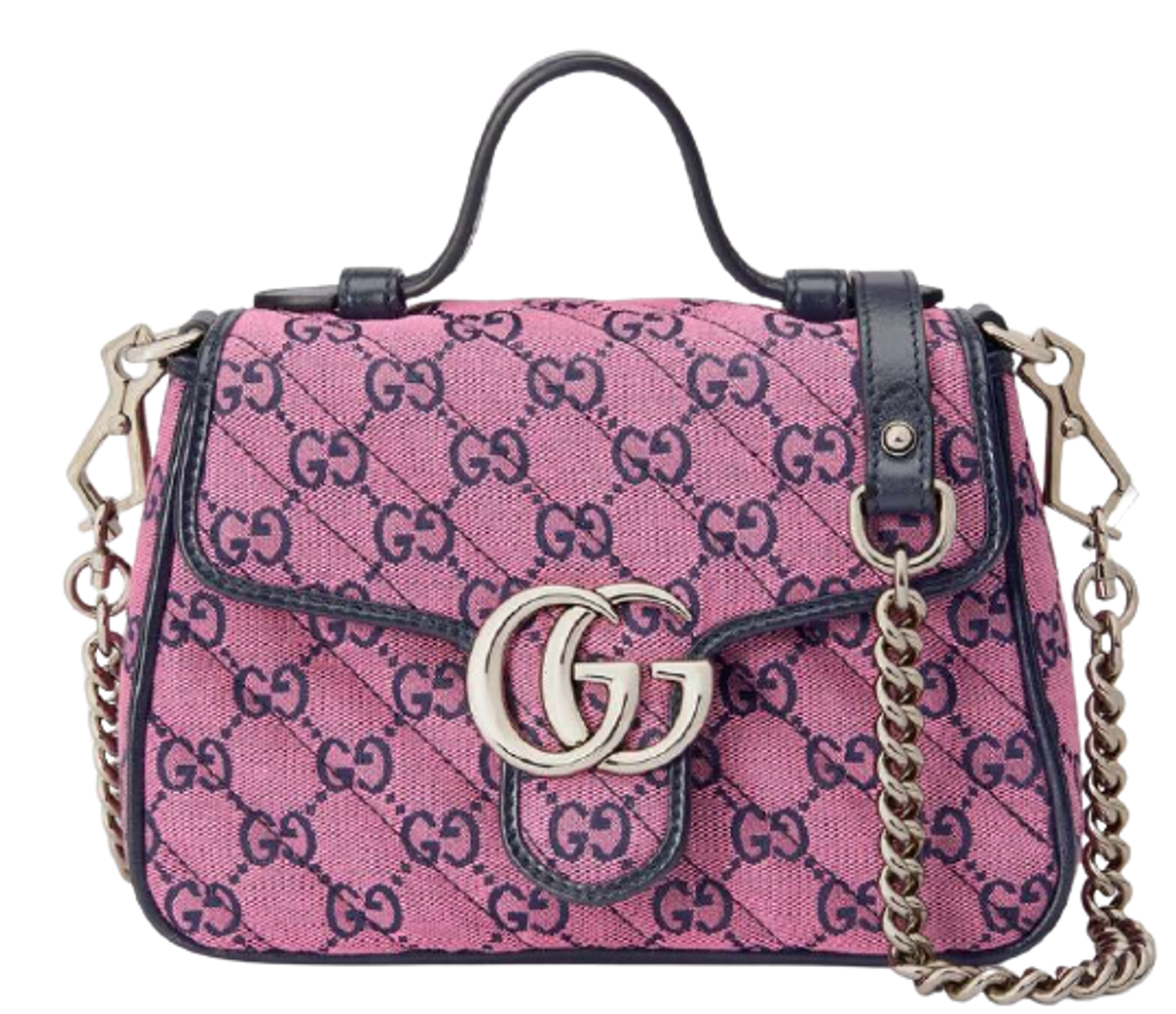 Gucci Marmont Multicolour Mini Top Pink Handle Bag
