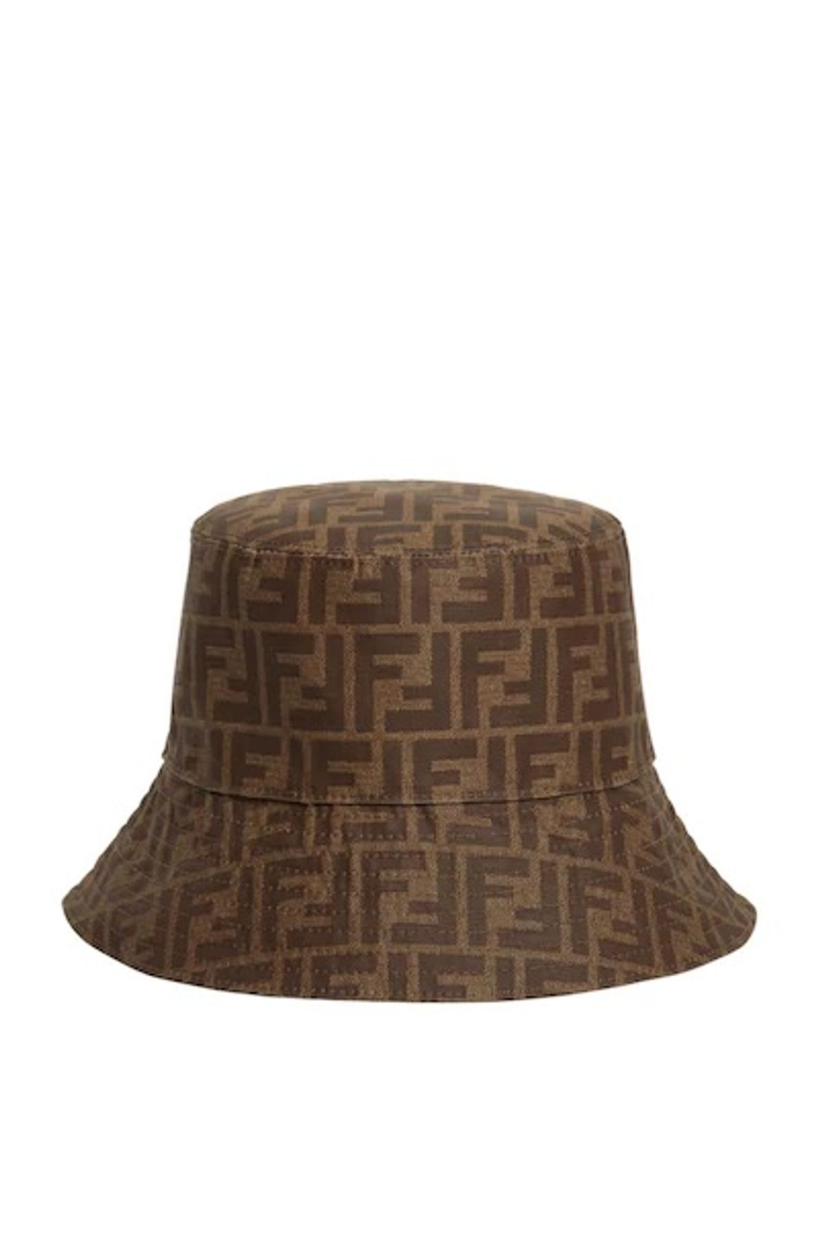 Fendi Reversible Ff Logo Waterproof Bucket Hat In Tobacco