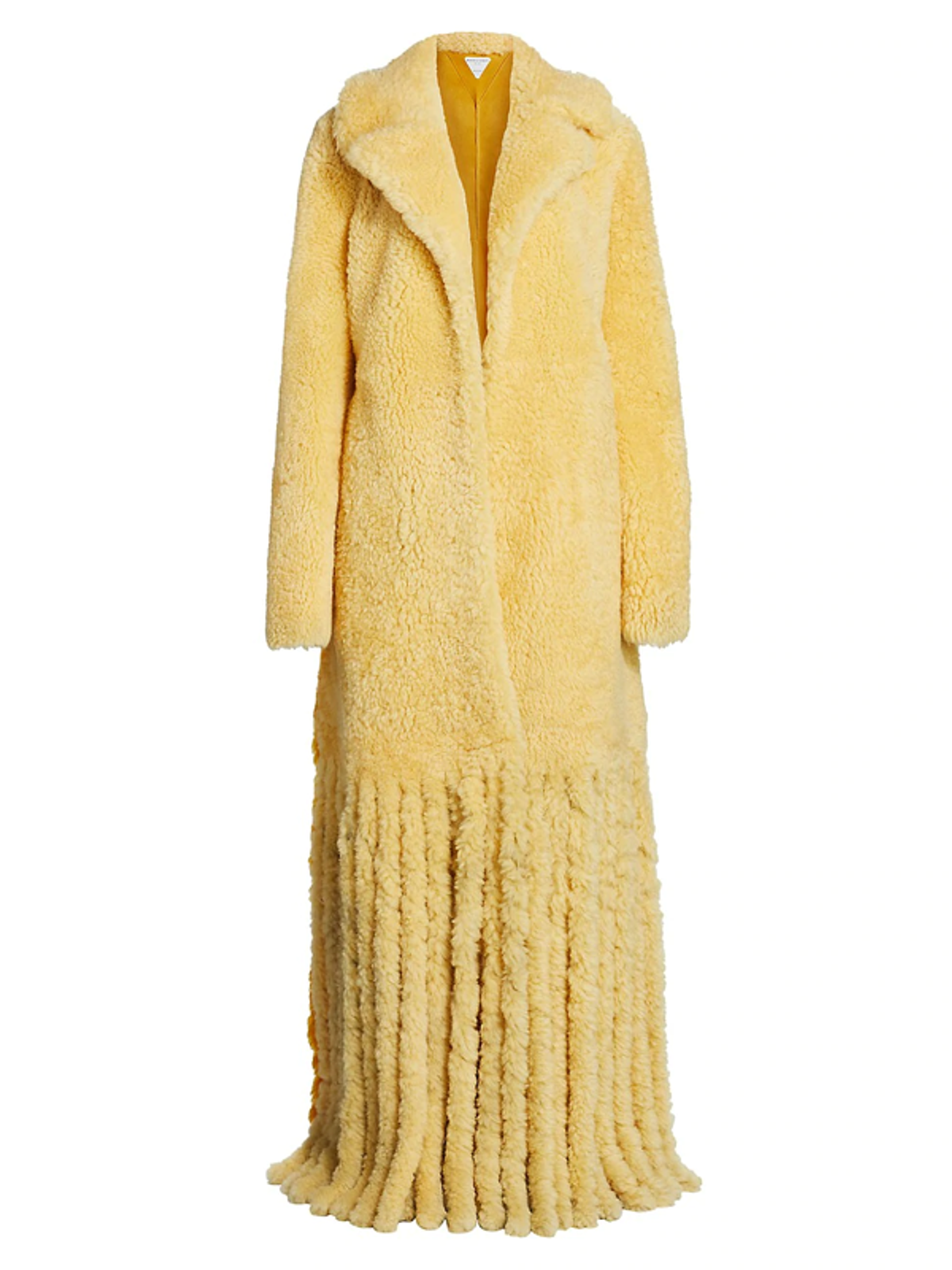 Bottega Veneta Long Shearling Fringe Yellow Coat
