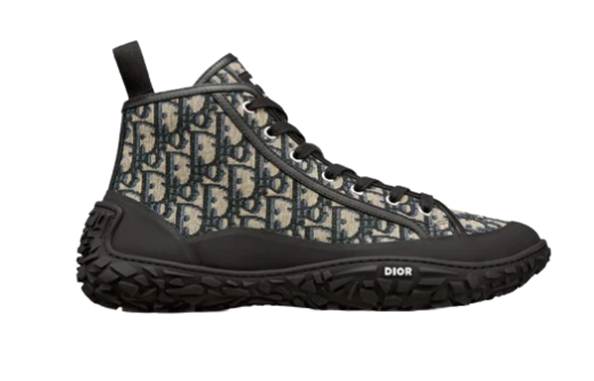 Dior B28 High Top Beige Black Oblique Jacquard Rubber Sneakers