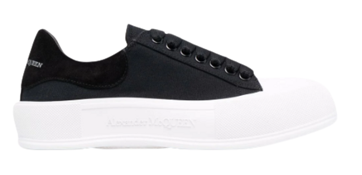 Alexander McQueen Black White Deck Plimsoll Sneakers