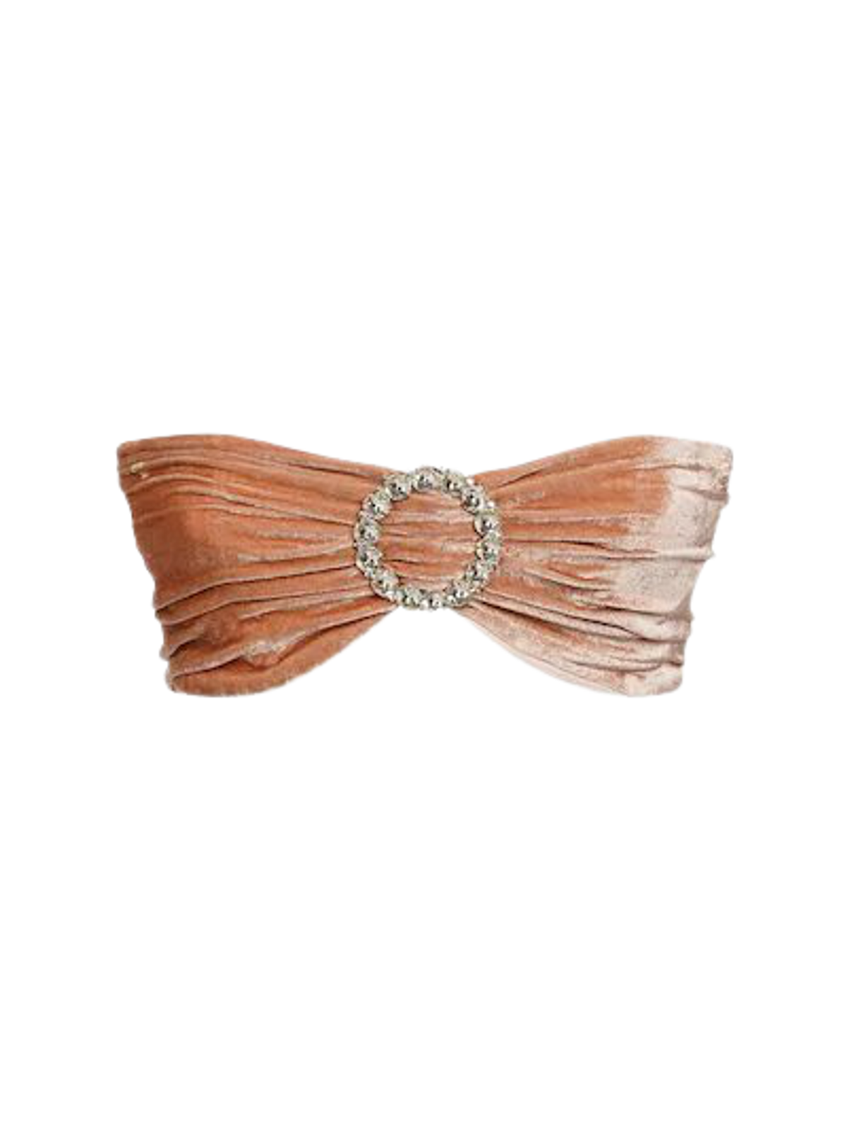 Alessandra Rich Silk Blend Velvet Crystal Buckle Dark Beige Top