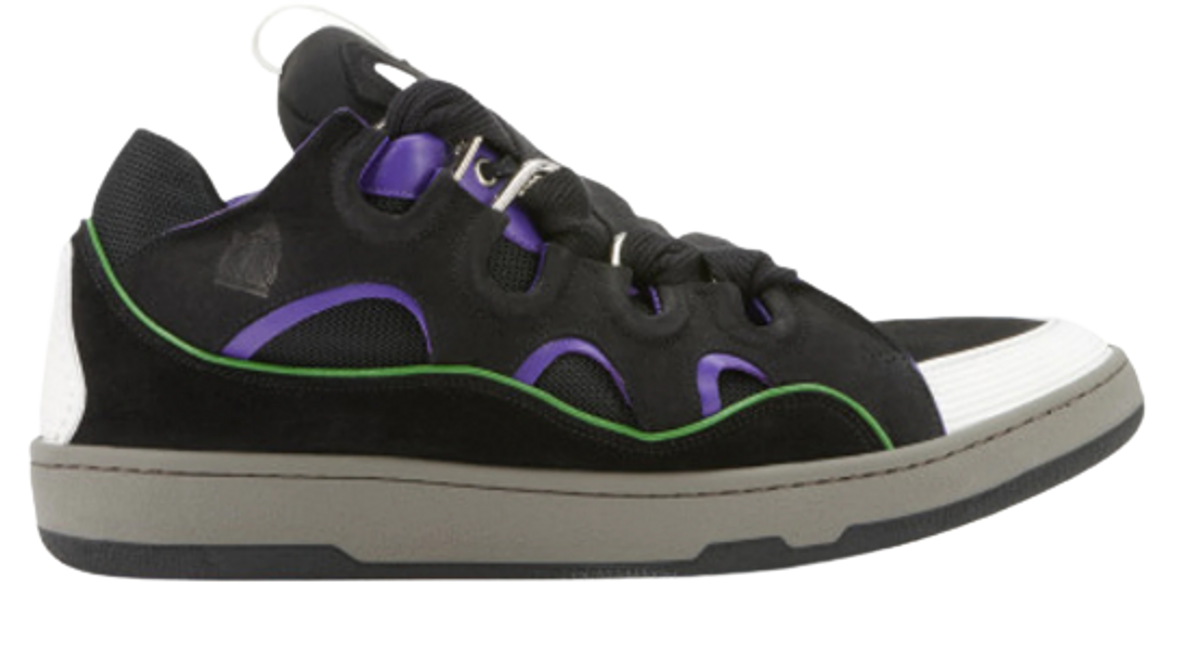 Lanvin Leather Curb Black Purple Sneakers