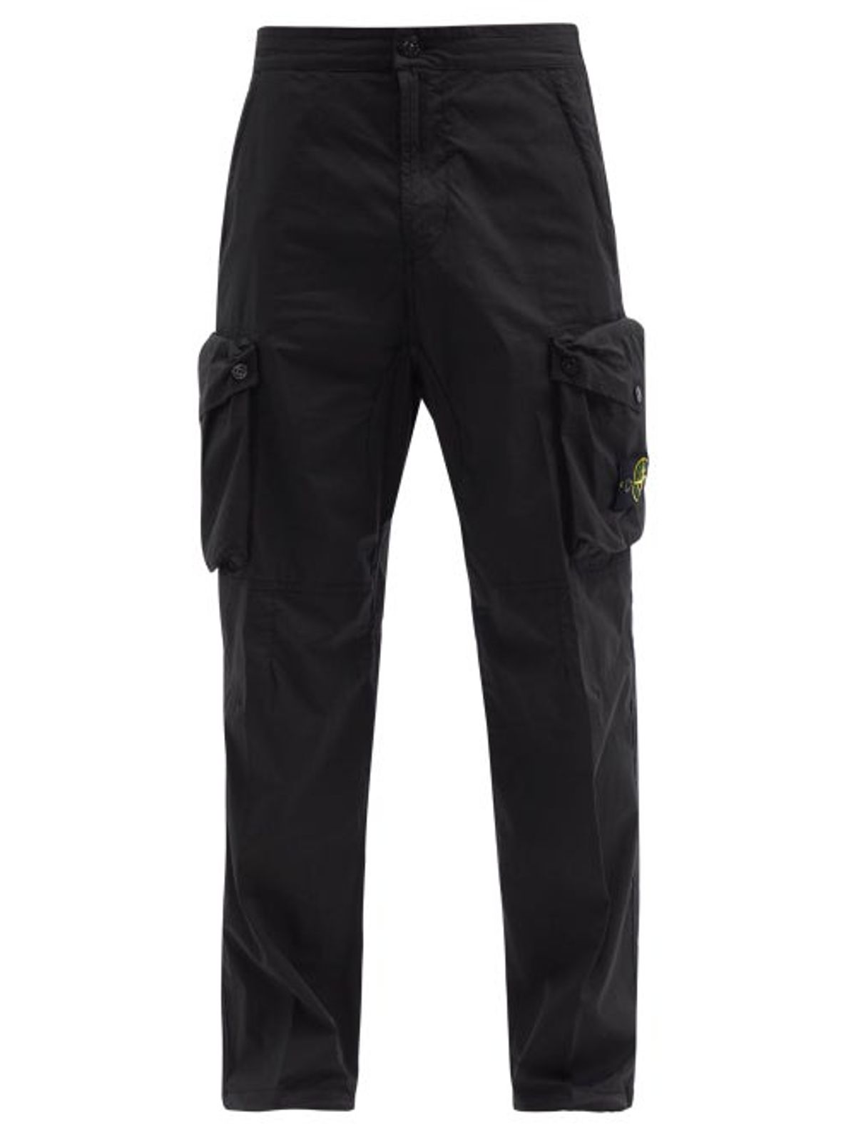 Stone Island Logo-patch Cotton-blend Cargo Trousers In Blue