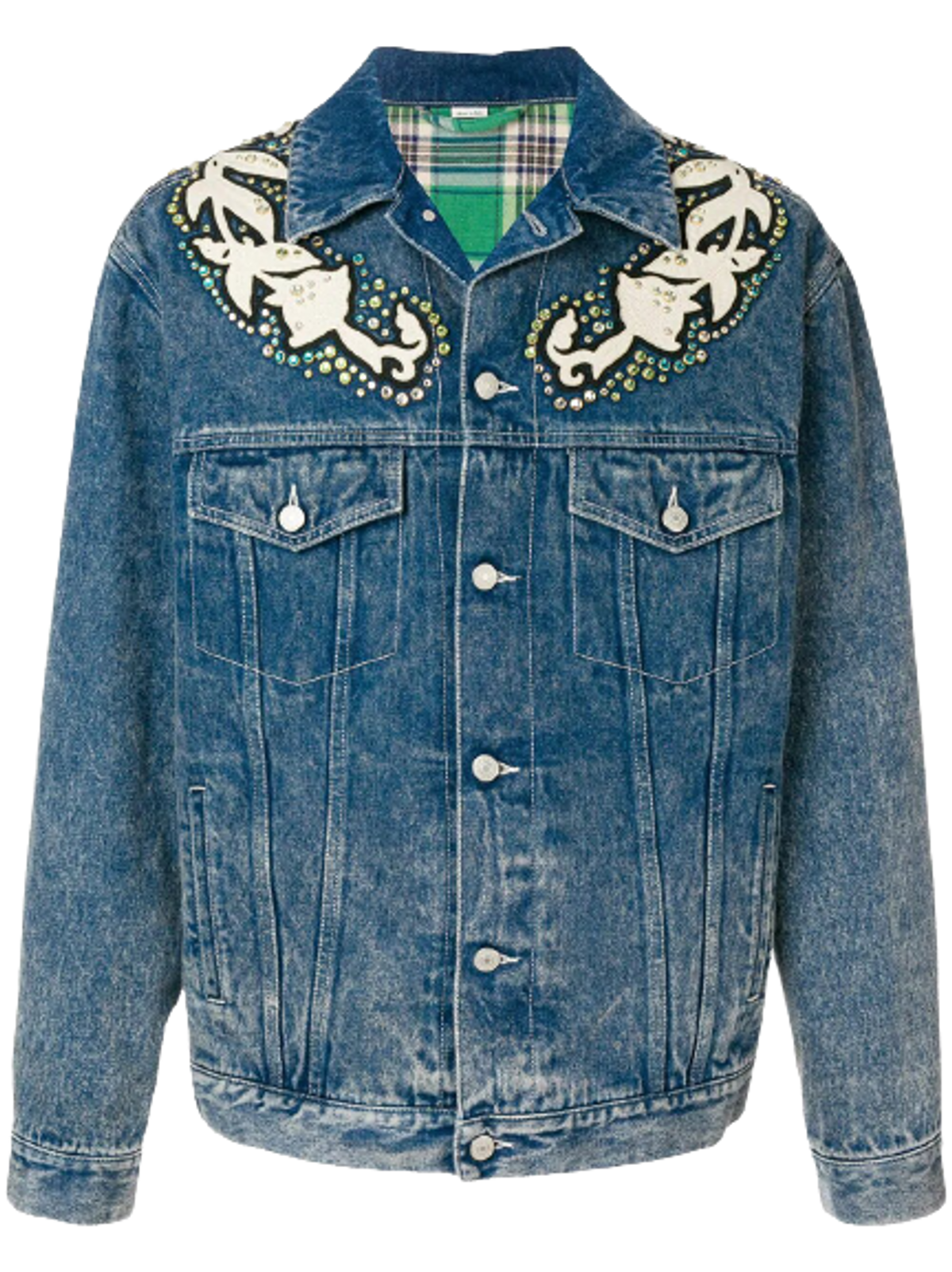 Gucci Oversized Embellished Denim Blue Jacket