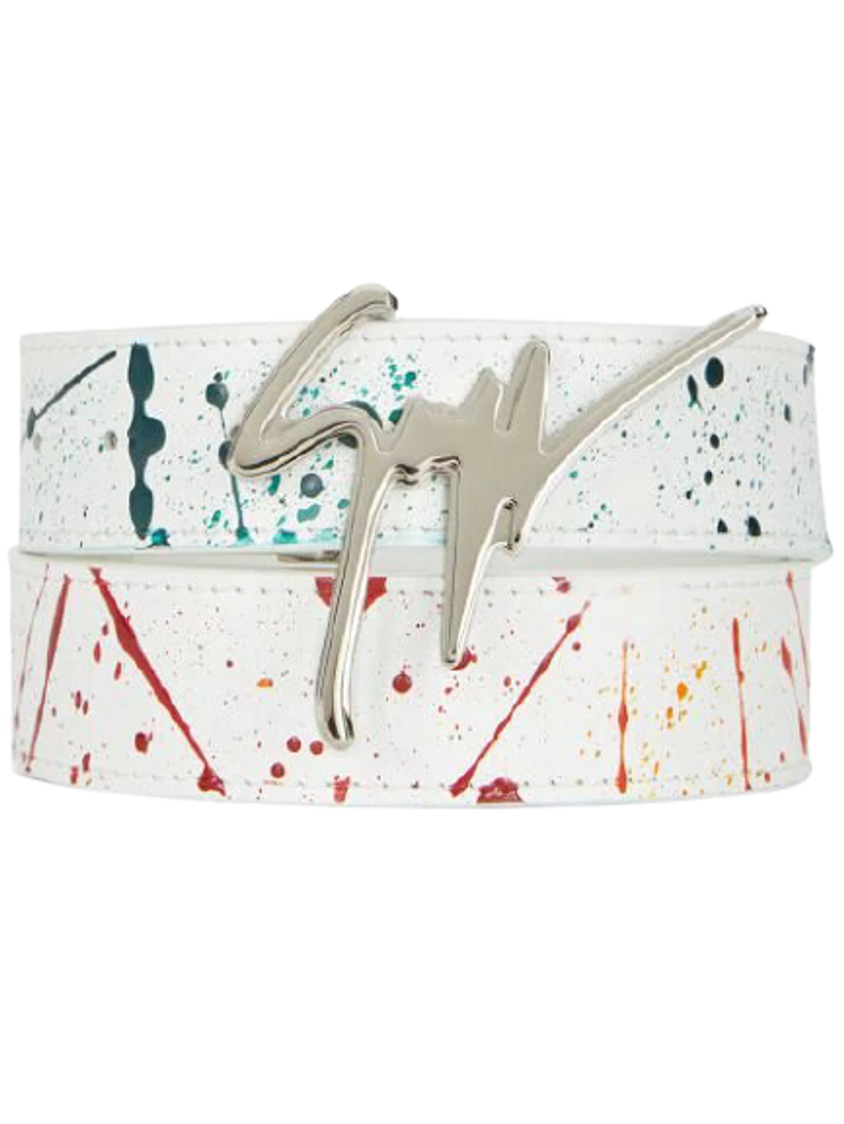 Giuseppe Zanotti Logo Paint Print White Belt