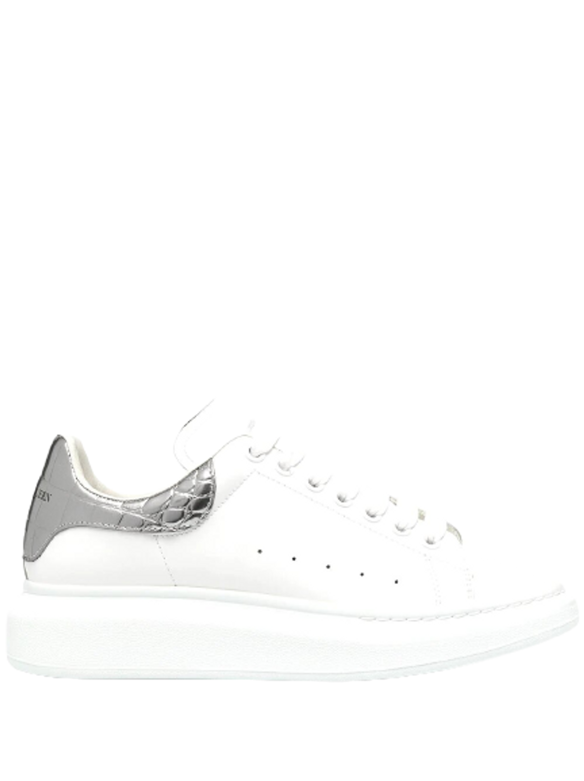 Alexander McQueen White Silver Croc Oversized Sneakers