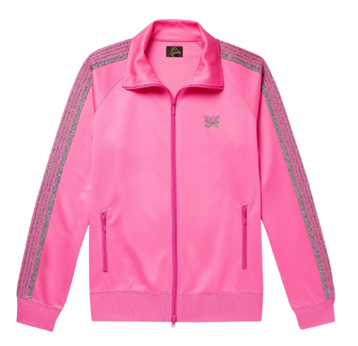 Needles Glittered Webbing Trimmed Tech Track Pink Jacket