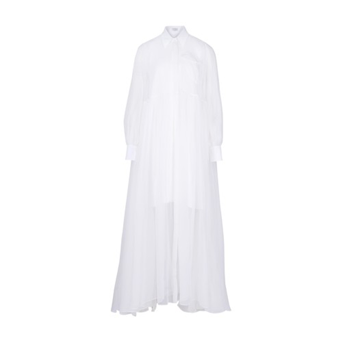 Brunello Cucinelli Sheer Overlay Maxi White Shirtdress