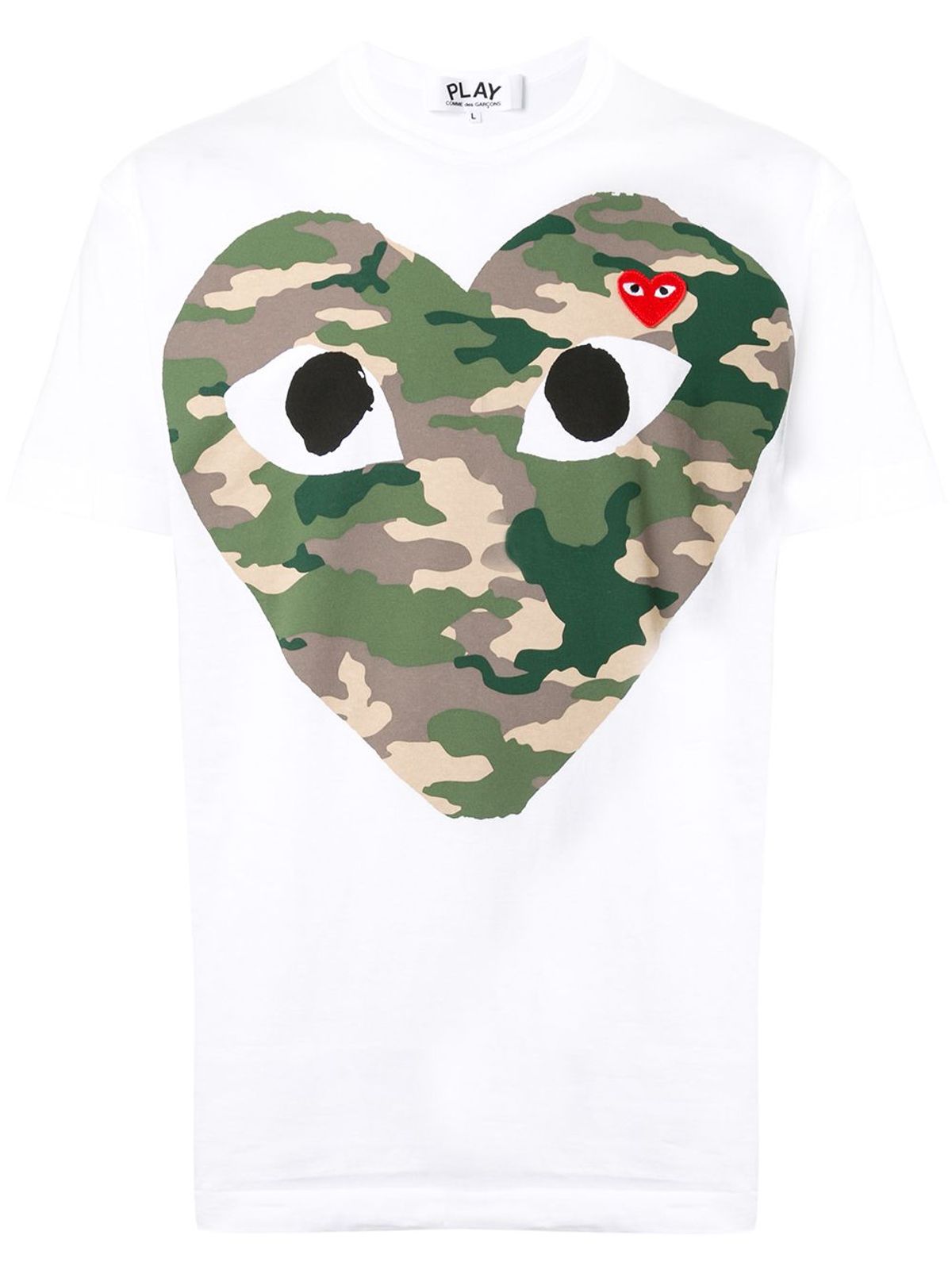 Comme Des Garcons Camouflage Heart White T-Shirt