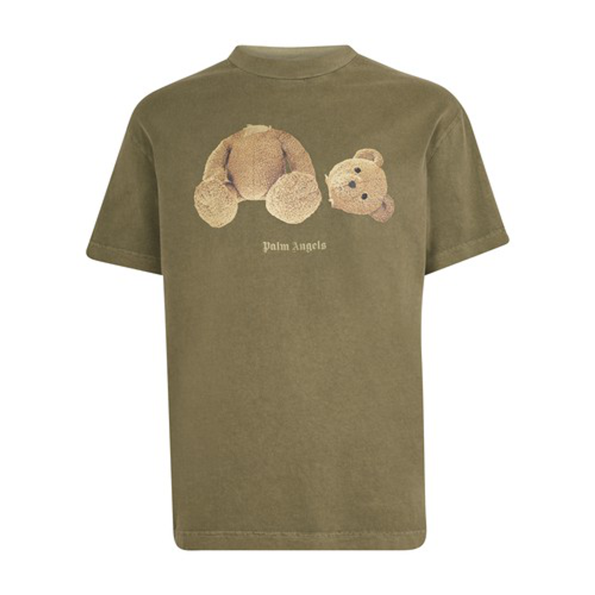 Palm Angels Bear-print Crew-Neck T-Shirt In Green