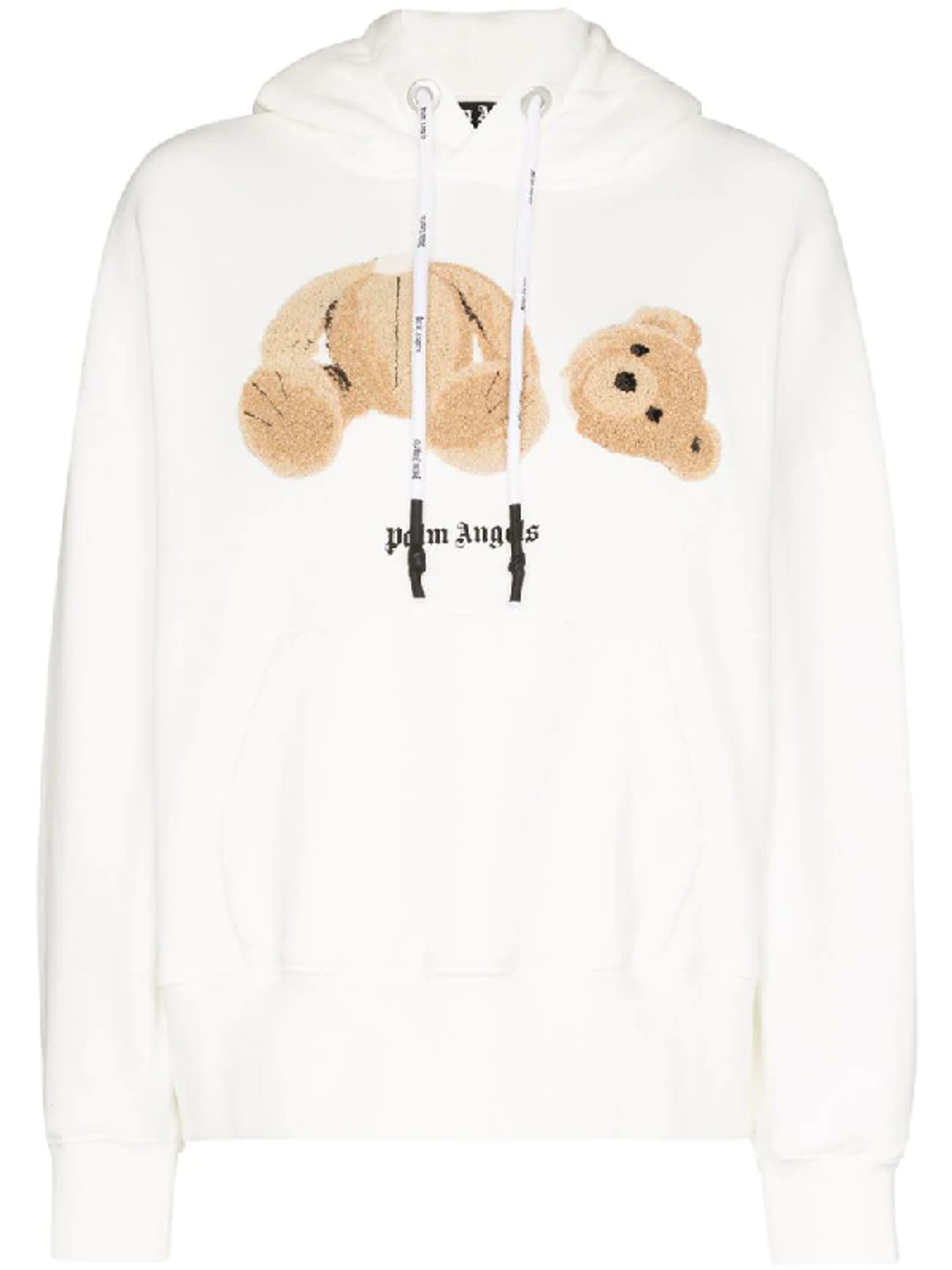 Palm Angels Embroidered Cotton Jersey Hoodie In White