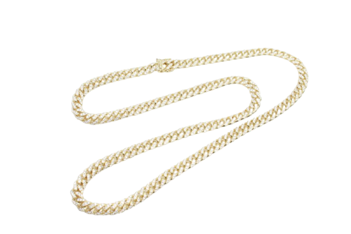 Xiv Karats Miami Cuban Links With 850 Round Cut Diamonds Necklace