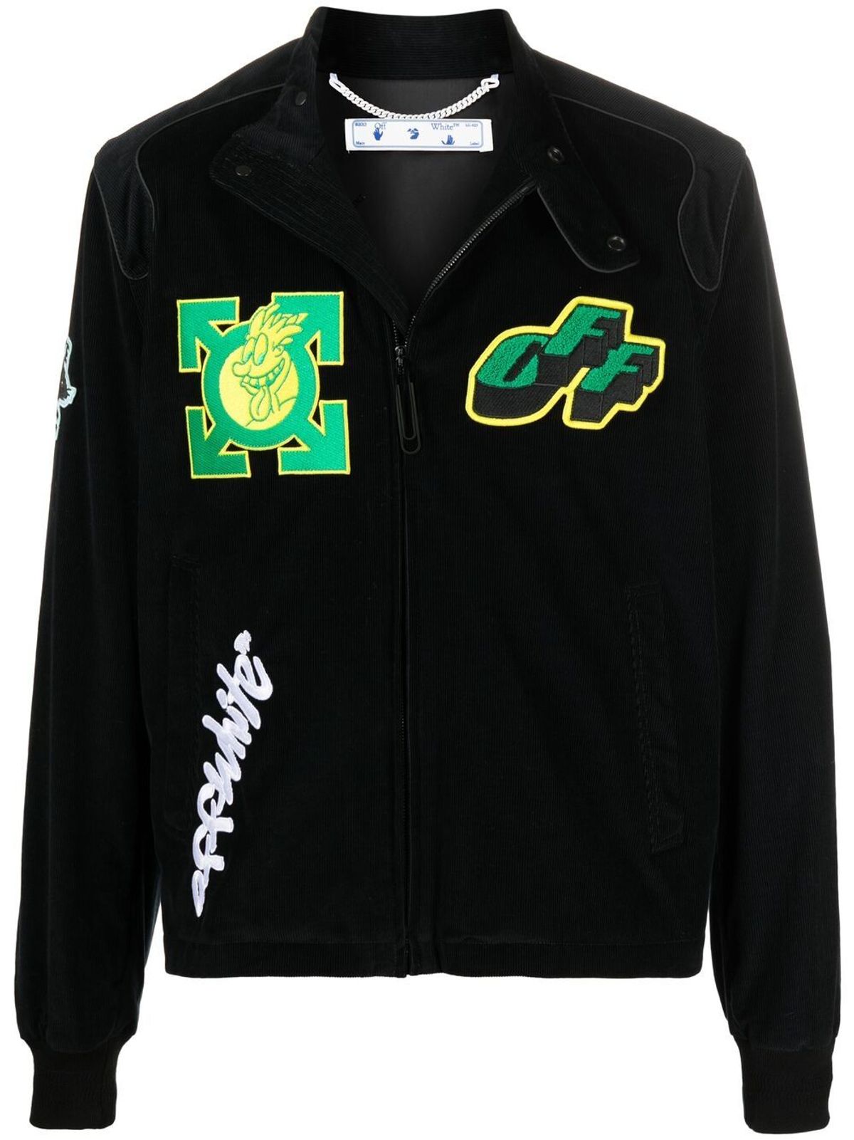 Off-White Logo Patch Corduroy Moto Jacket