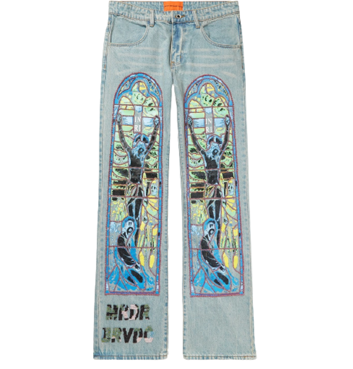 Who Decides War Painted Beaded Denim Jeans
