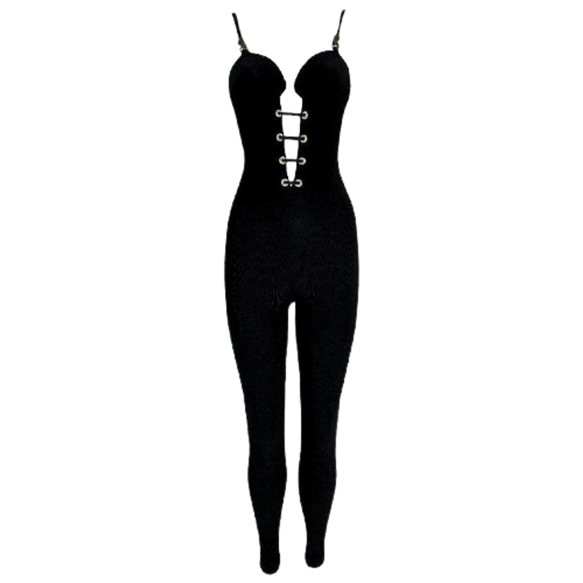 Versace Black Plunging Corset Lace Up Jumpsuit