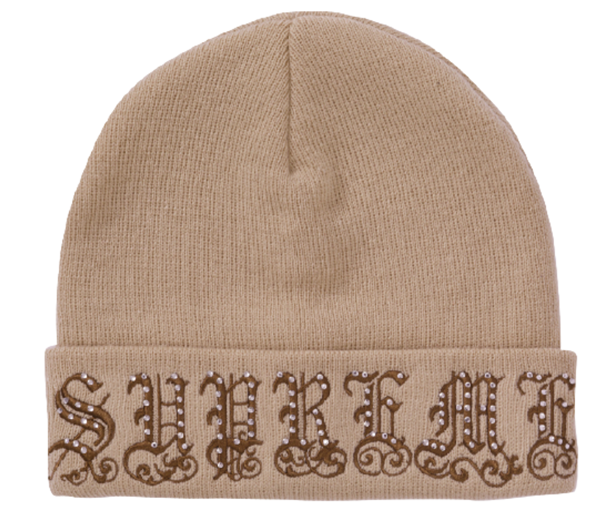 supreme old english rhinestone beanie