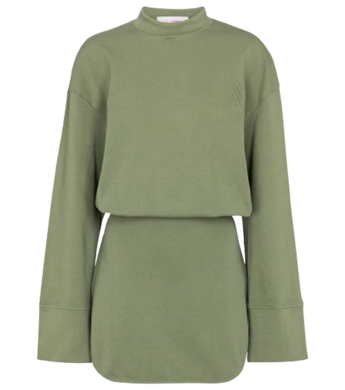 The Attico Palmer Logo Embossed Cotton Jerseys Green Mini Dress