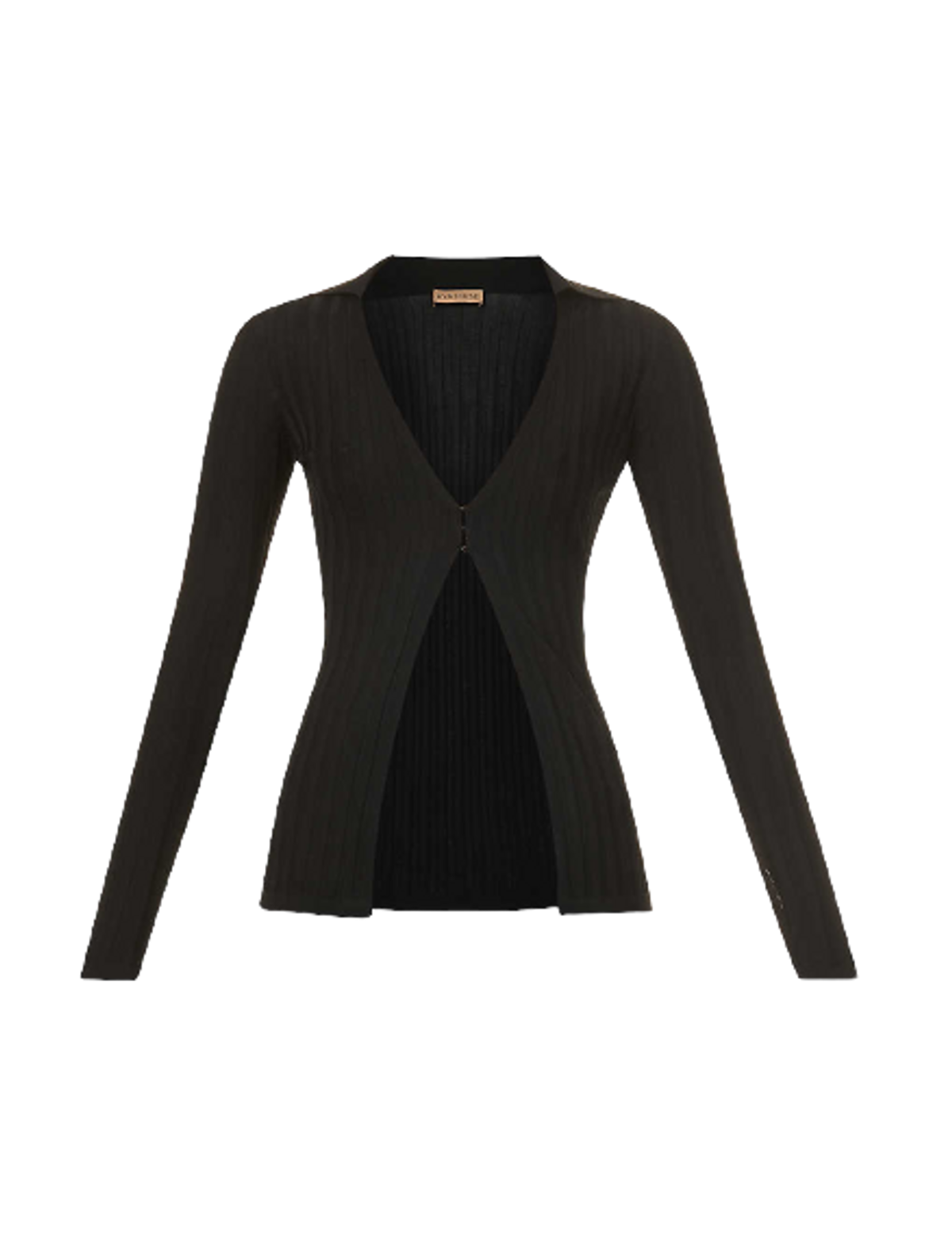 Aya Muse Remi Knit Collared Black Top