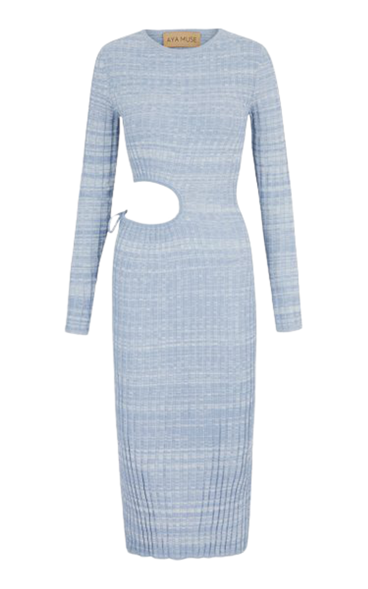 Aya Muse Shale Cutout Knit Grey Midi Dress