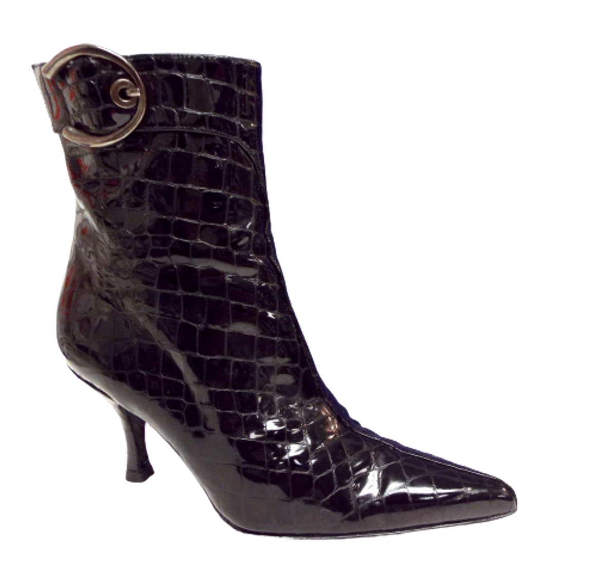 Stuart Weitzman Black Crocodile Leather Boots