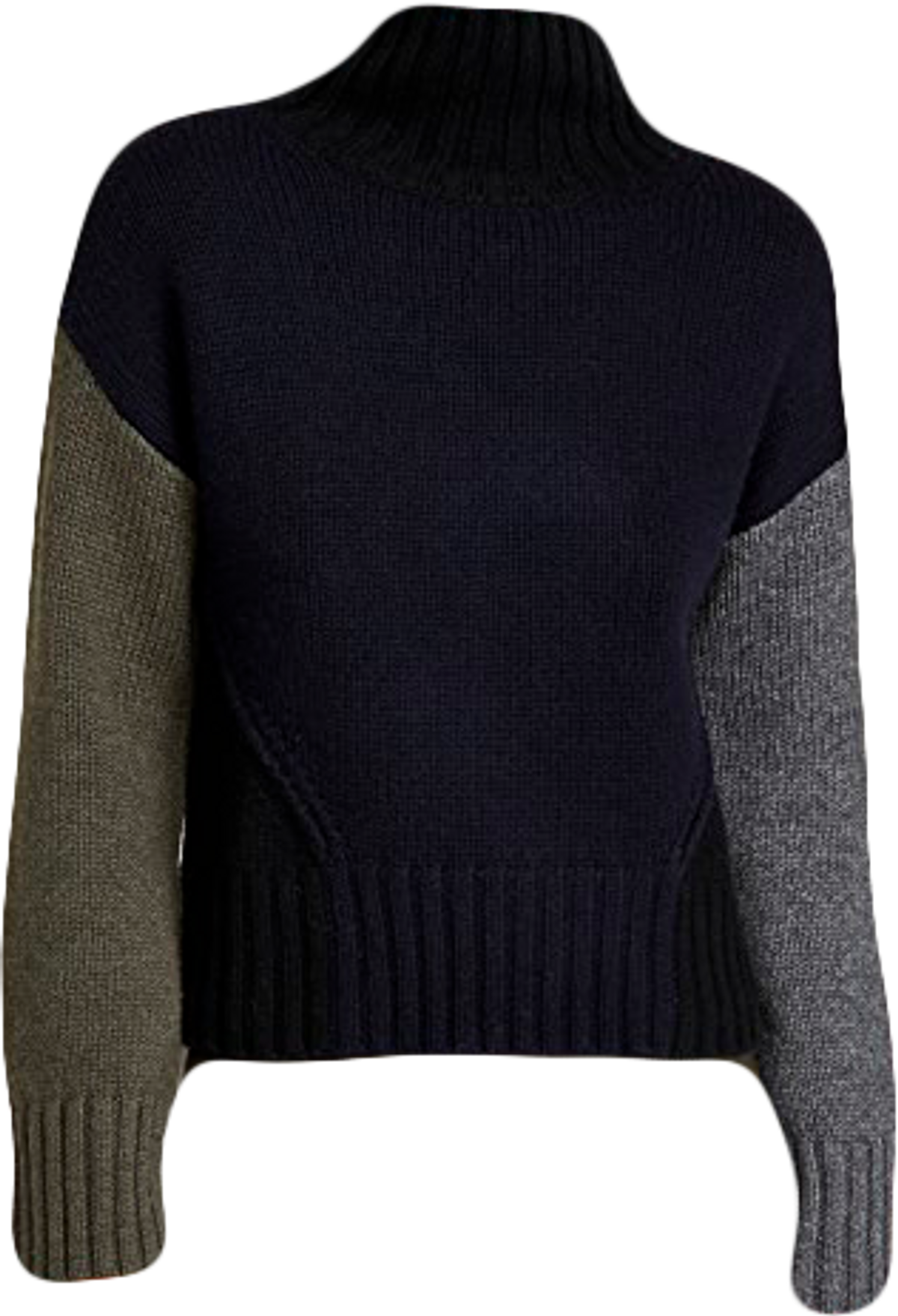 Naadam Colorblocked Crop Turtleneck Navy Combo Sweater