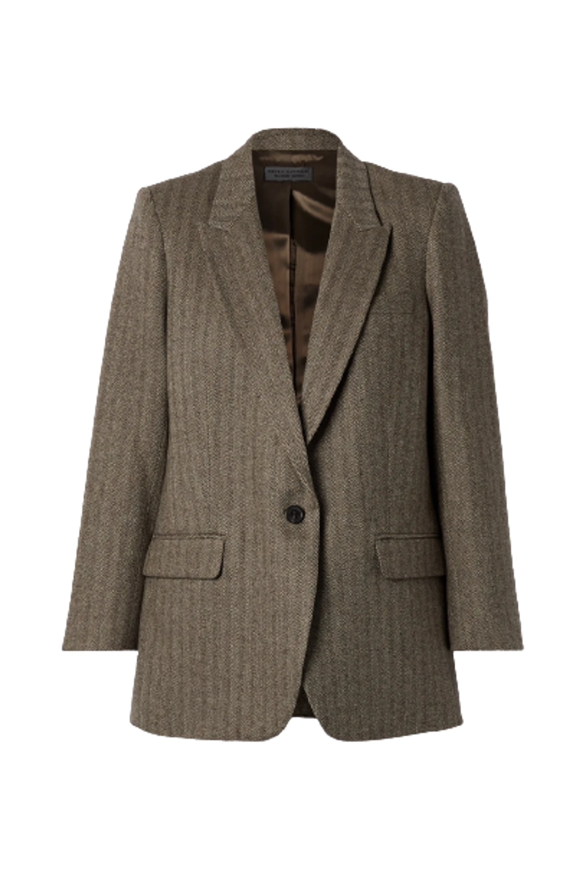 Nili Lotan Diane Herringbone Wool Blend Brown Twill Blazer